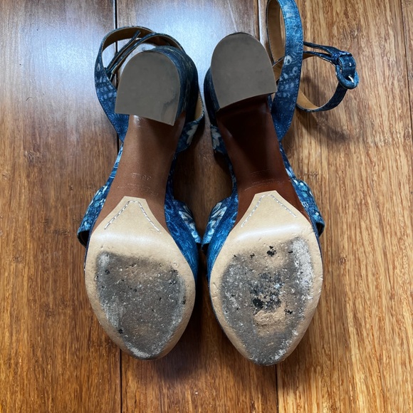 Ralph Lauren Printed Denim Floral Strappy Platform Open Toe Sandal - Picture 7 of 7